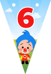 Banderin número 6 Payasito Plim Plim imprimible gratis Banderin número 6 Payasito Plim Plim imprimible gratis