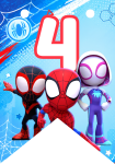 Banderin número 4 Banderines Spidey and his Amazing Friends imprimible gratis Banderin número 4 Banderines Spidey and his Amazing Friends imprimible gratis