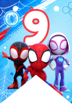 Banderin número 9 Banderines Spidey and his Amazing Friends imprimible gratis Banderin número 9 Banderines Spidey and his Amazing Friends imprimible gratis